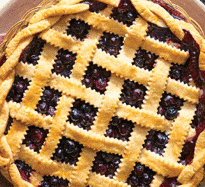 Lattice pie crust of blueberry pie