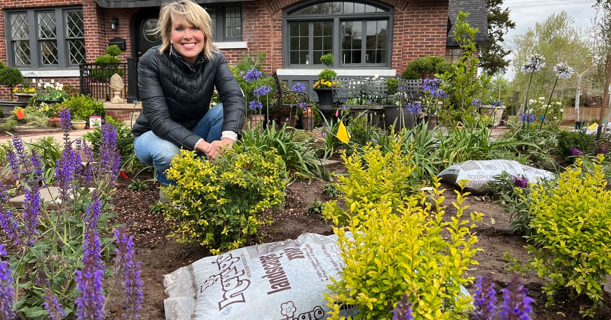 Linda Vater with landscaping project