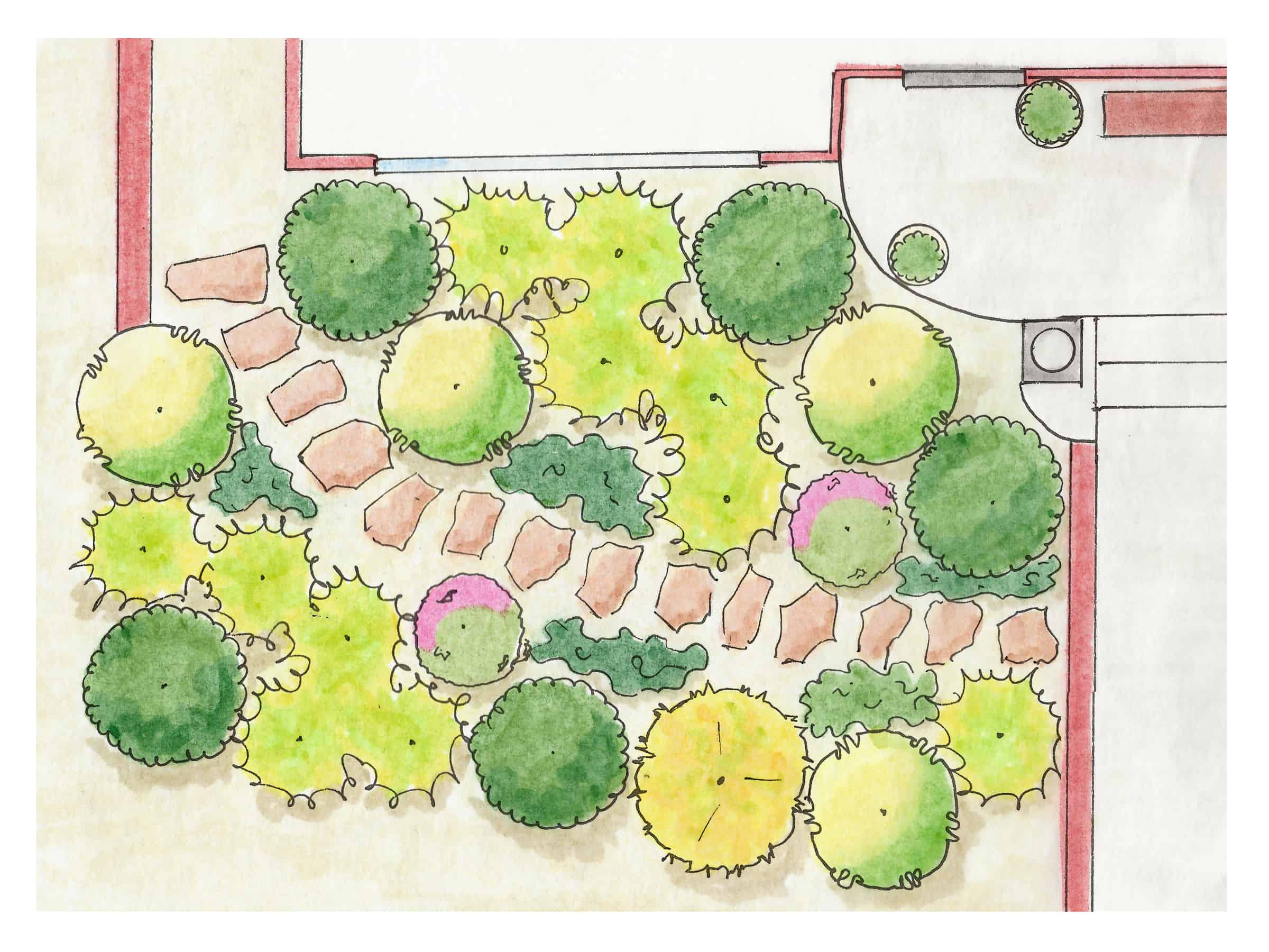 planting diagram for Linda Vater's Lemon Lane garden design