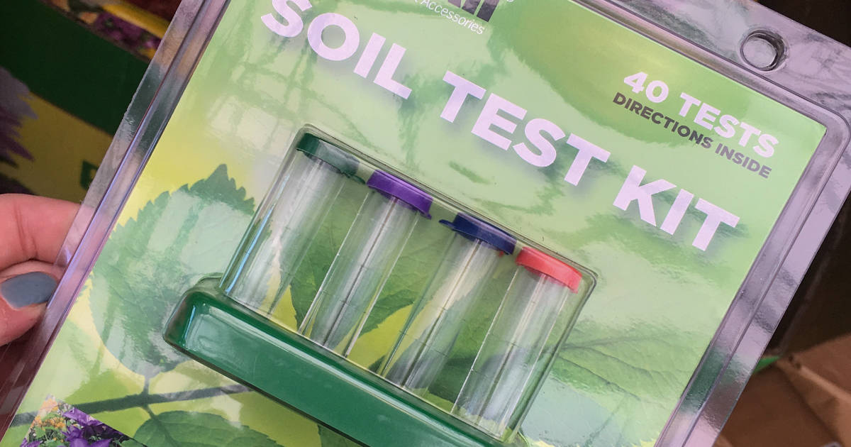 Store bought soil test in the package with 4 plastic tubes with different colored lids